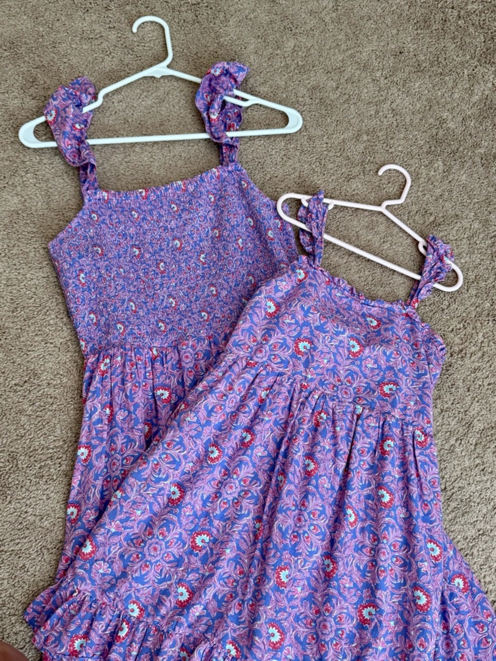 Vineyard Vines Purple Floral Ruffle Strap Mommy and Me Dresses